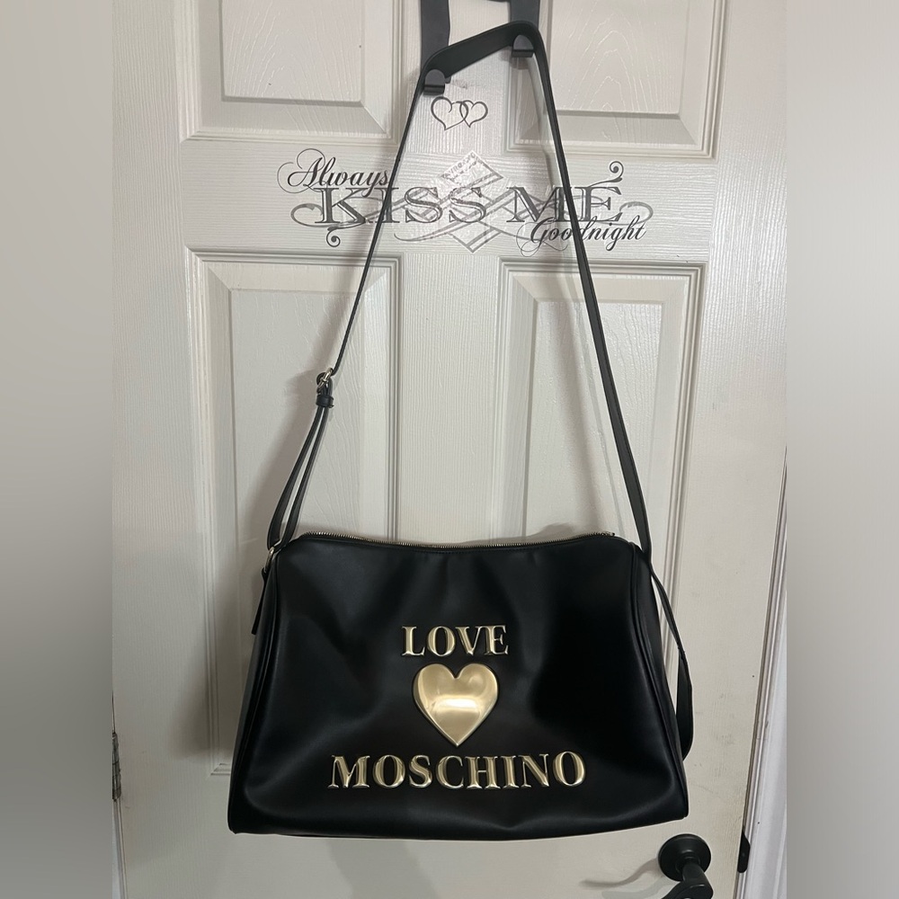 Love Moschino Black and Gold Shoulder Bag